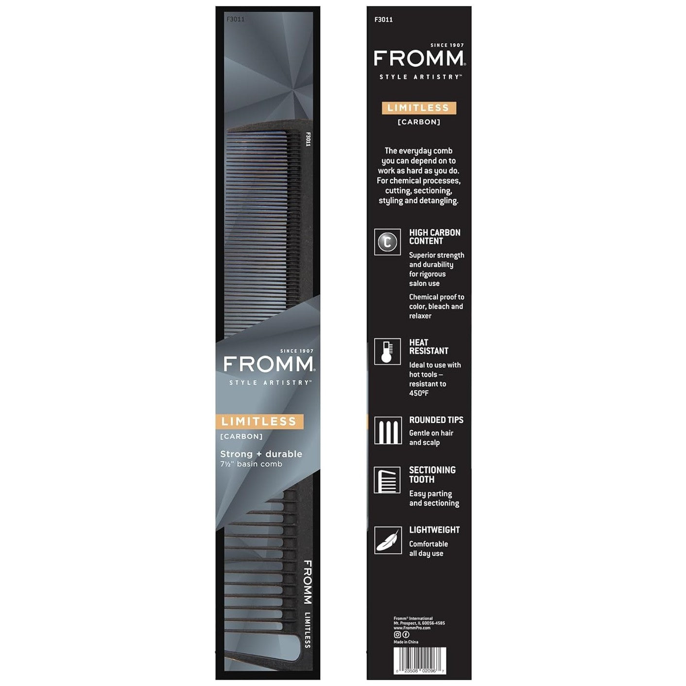 Fromm Limitless Carbon Basin Comb 7.5" | F3011