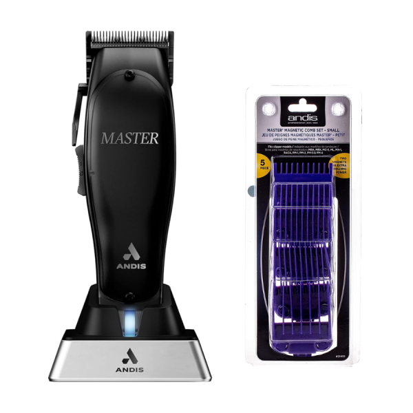 Andis Master Cordless Black Label Clipper & FREE Dual Magnetic 5-Piece Attachment Comb | Set