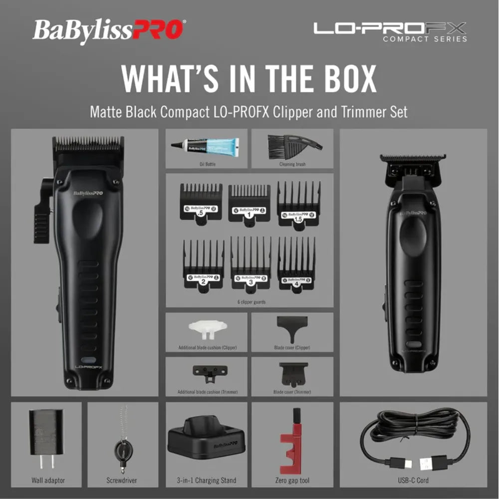 BABYLISSPRO LO-PROFX HIGH PERFORMANCE COMPACT CLIPPER & TRIMMER SET | FX8272PKMB