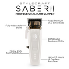 STYLECRAFT BRUSHLESS SABER II CLIPPER  WHITE | SC619W