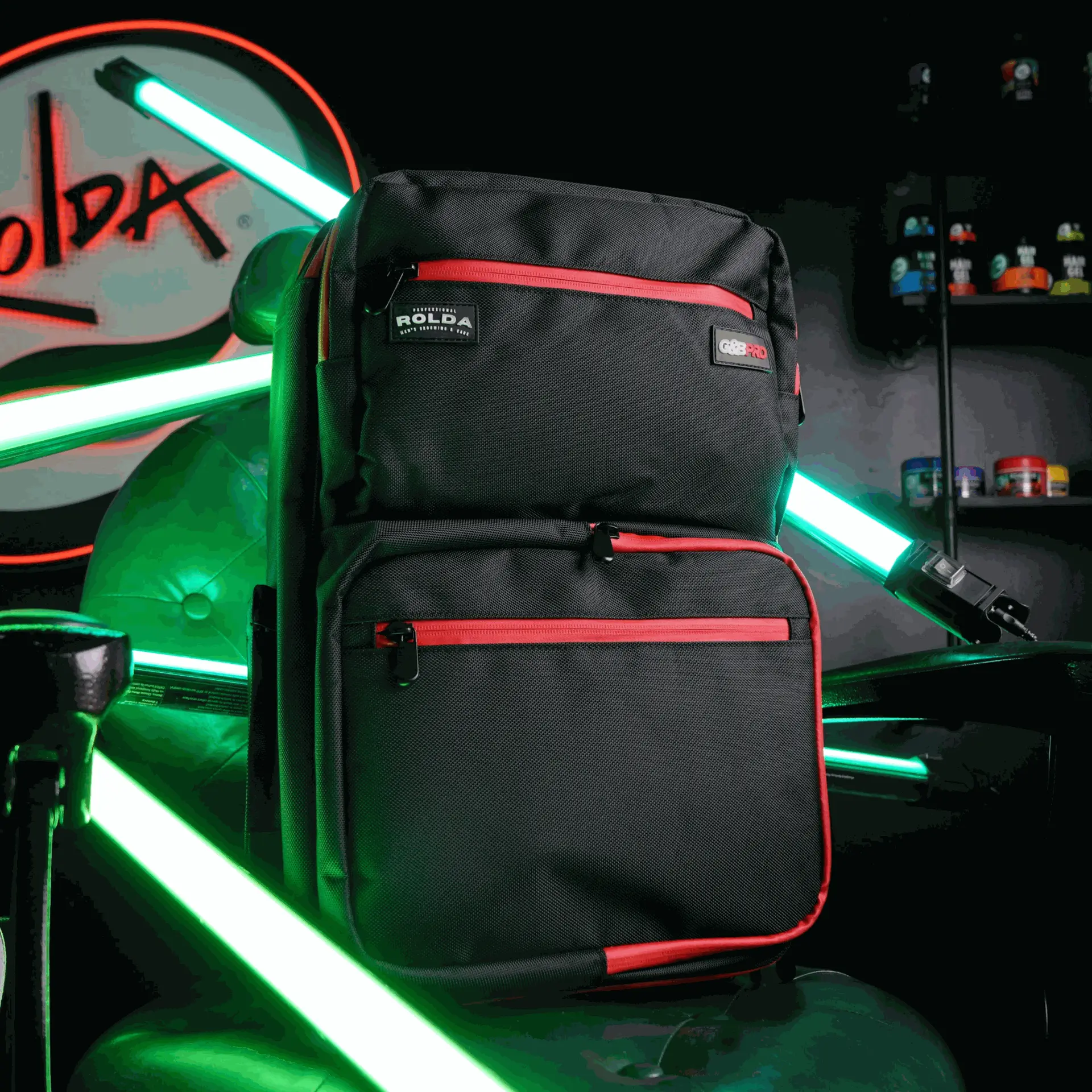 ROLDA-G&B PRO MOBILE STATION BARBER BACKPACK | FULL SIZE | BLACK-RED