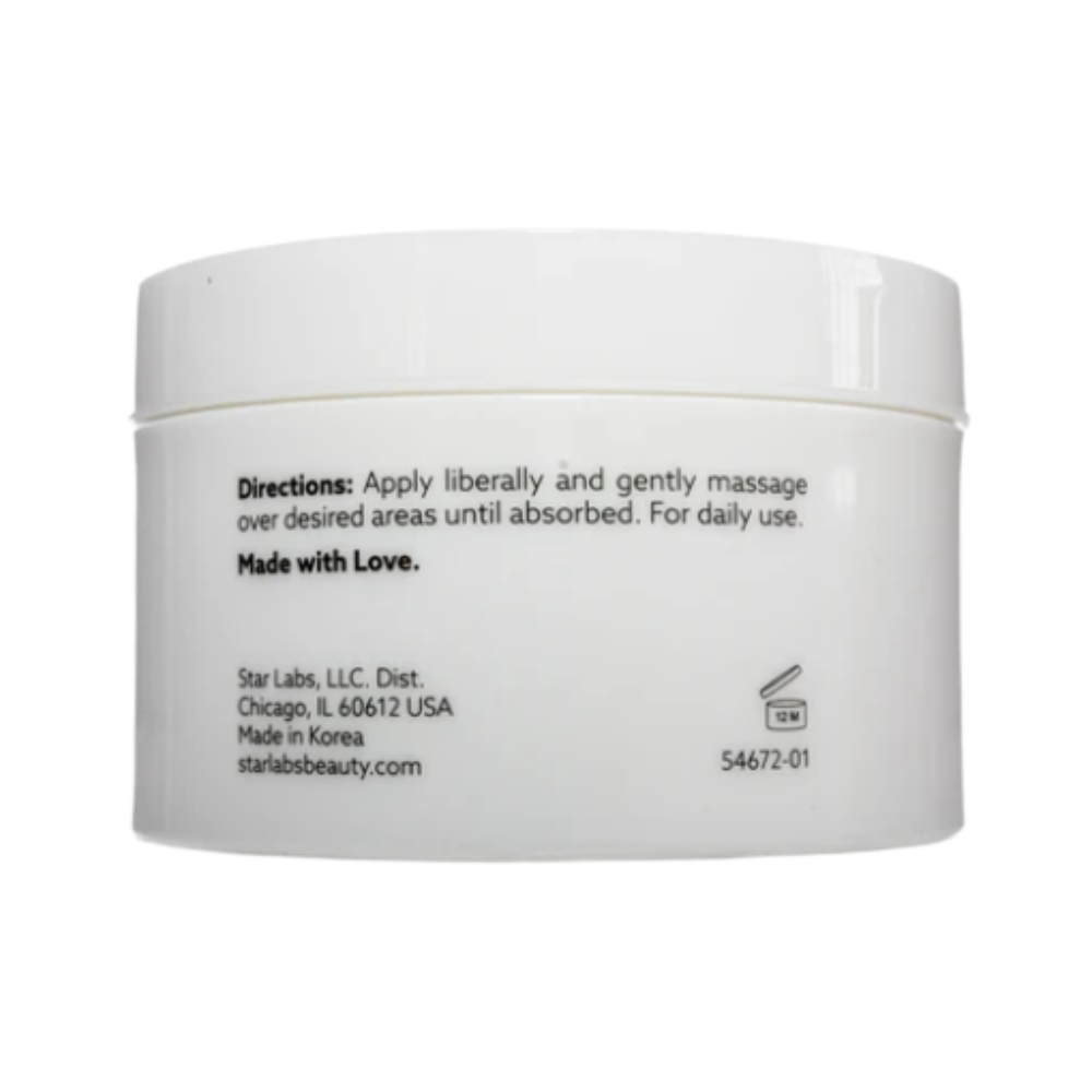 A white plastic jar of Star Labs Beauty product with black printed text on the front, shown against a plain white background.