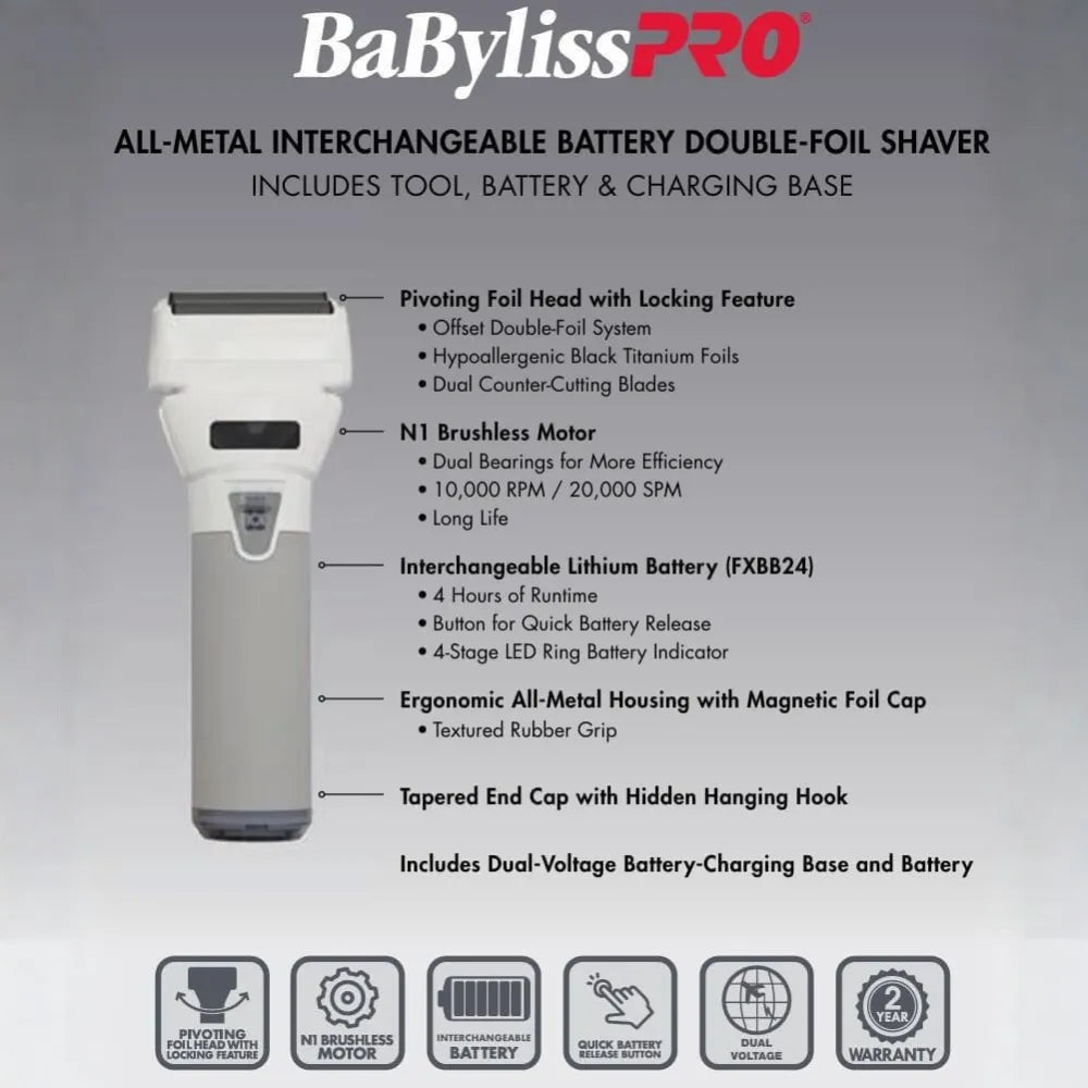 BABYLISSPRO FXONE LIMITED EDITION WHITE - DOUBLE FOIL SHAVER | FX79FSTW
