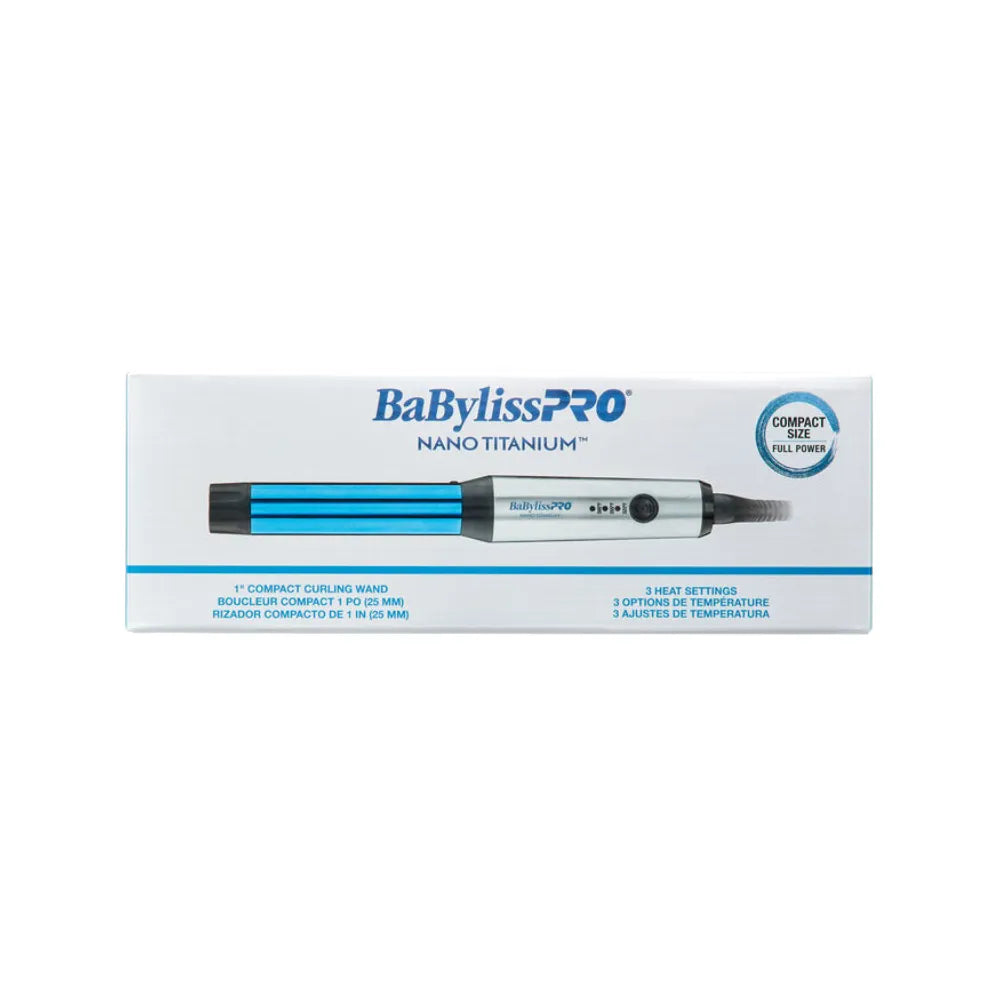 BABYLISSPRO NANO TITANIUM COMPACT TRAVEL CURLING WAND 1" | BNTMWUC