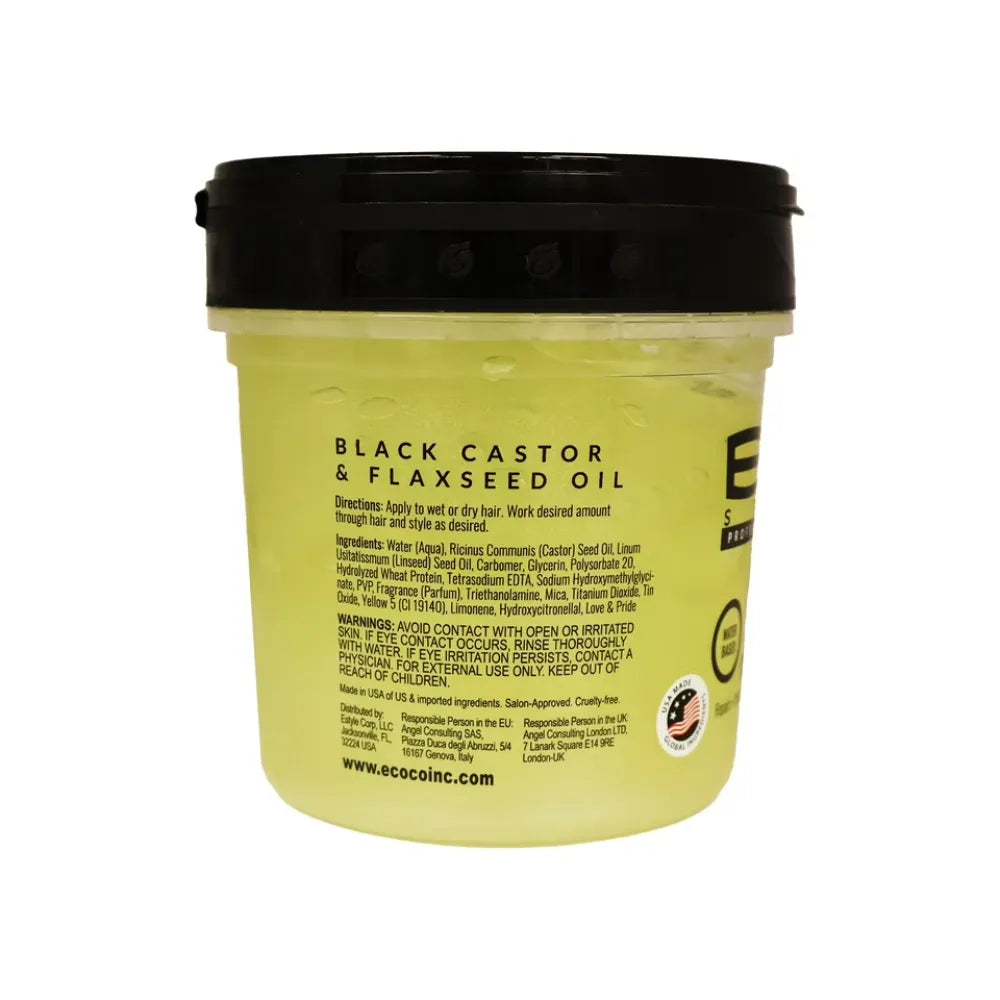 ECO STYLE PROFESSIONAL STYLING GEL BLACK CASTOR & FLAXSEED OIL 473ML | 16OZ