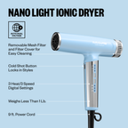 BaBylissPRO Nano Titanium Limited Edition Nano Light Ionic Dryer Iced Blue | BNTC9200LB