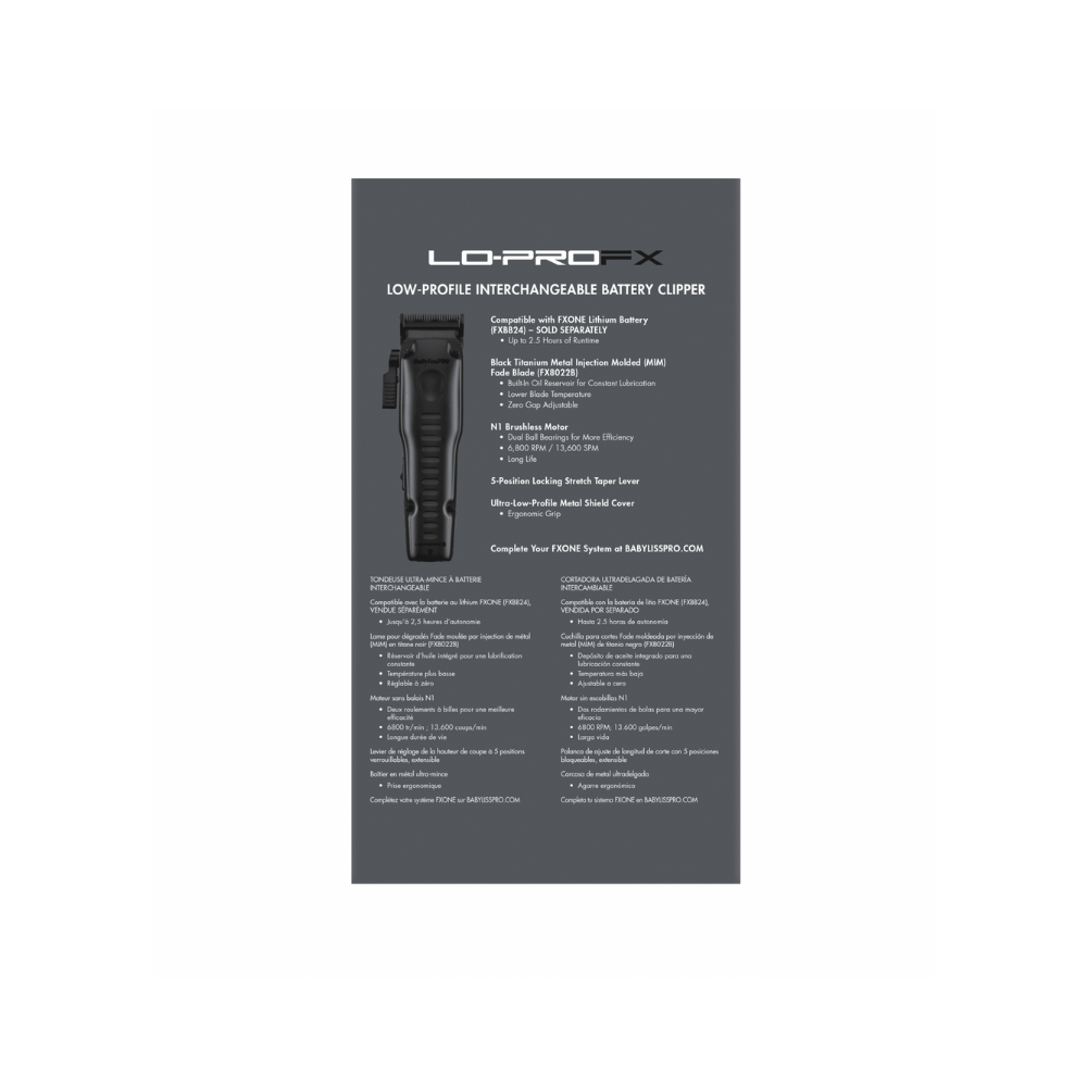 BaBylissPRO FXONE LO-PROFX Clipper & Trimmer Black(BATTERY INCLUDED)