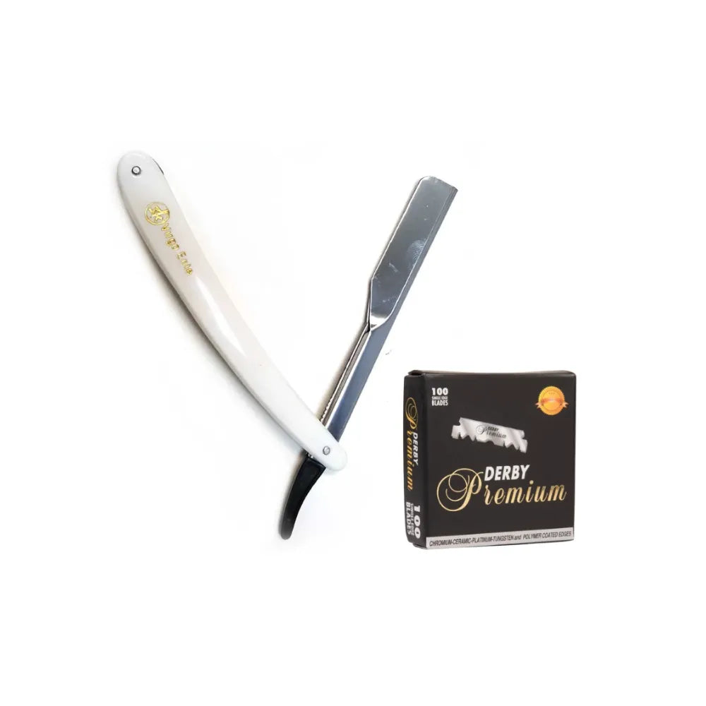 VIRGO ENTE STRAIGHT RAZOR HOLDER + DERBY PREMIUM SINGLE EDGE BLADES 100 CT