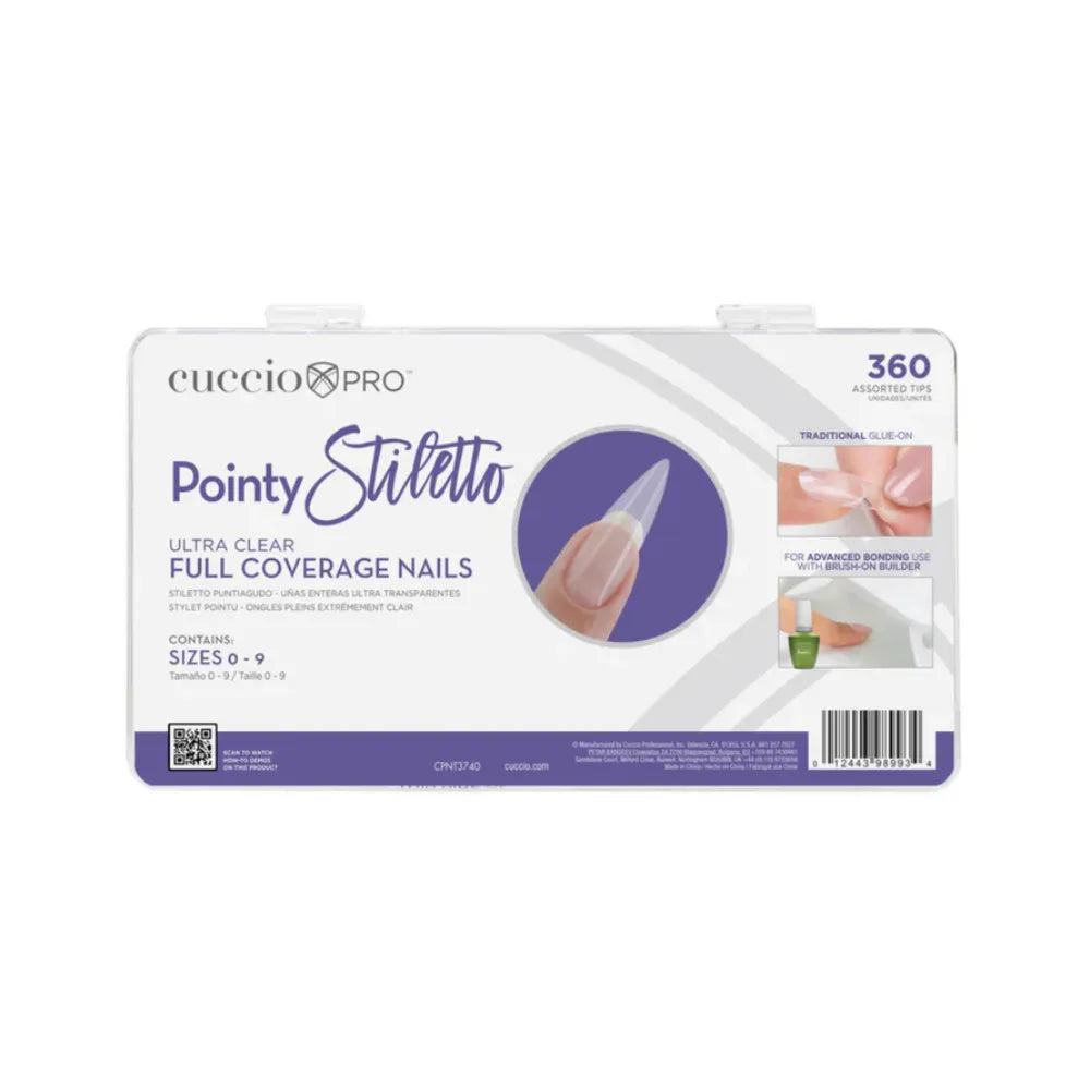 CUCCIO POINTY STILETTO ULTRA CLEAR FULL COVERAGE NAILS | CPNT3740