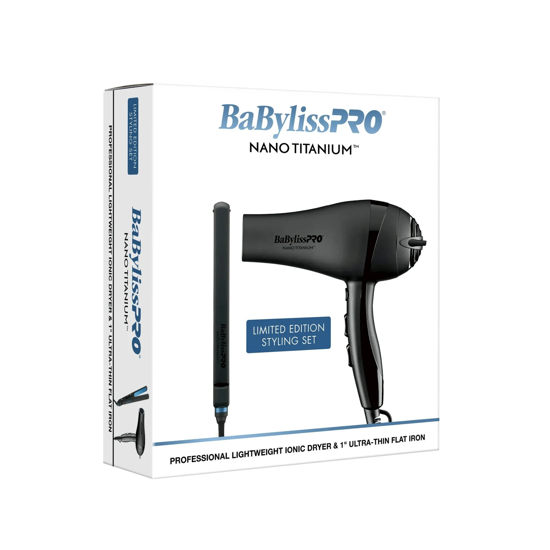 BABYLISSPRO NANO TITANIUM LIGHTWEIGHT ICONIC DRYER & 1" ULTRA-THIN FLAT IRON | BNTPPMB415