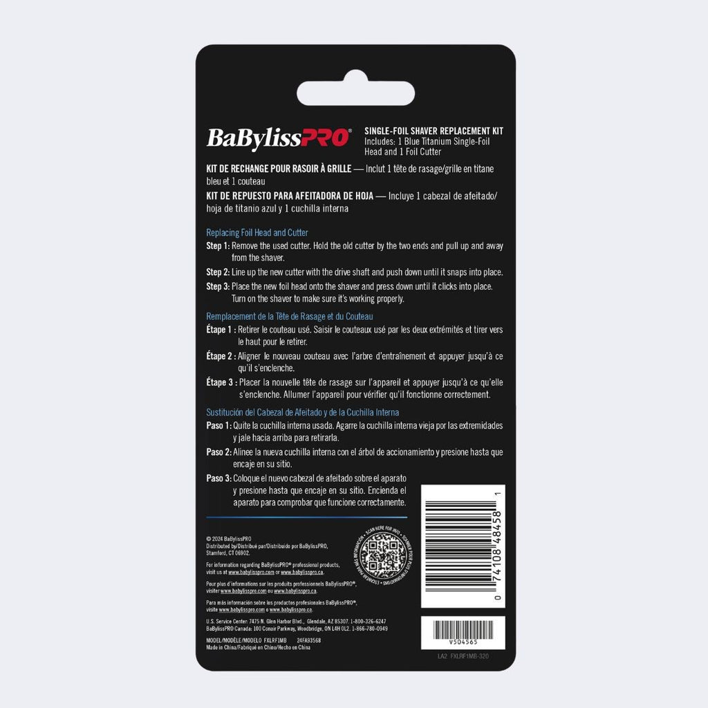 BABYLISSPRO UVFOIL MATTE BLACK SINGLE-FOIL SHAVER REPLACEMENT KIT | FXLRF1MB
