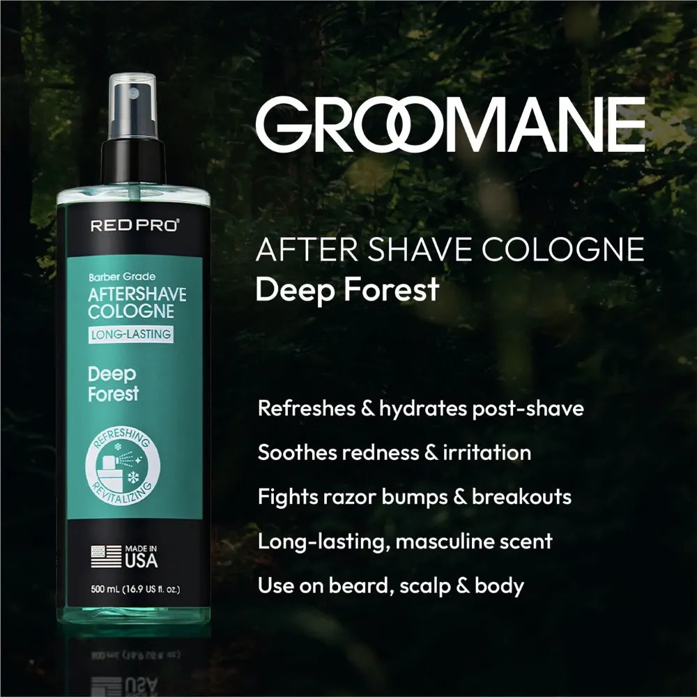 RED PRO GROOMANE COOLING AFTERSHAVE COLOGNE FOR MENT DEEP FOREST | GR50