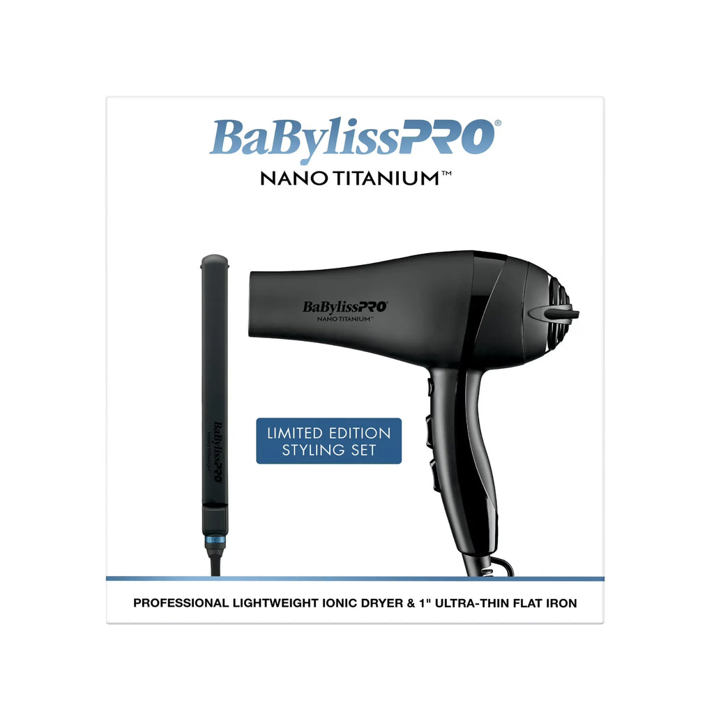 BABYLISSPRO NANO TITANIUM LIGHTWEIGHT ICONIC DRYER & 1" ULTRA-THIN FLAT IRON | BNTPPMB415
