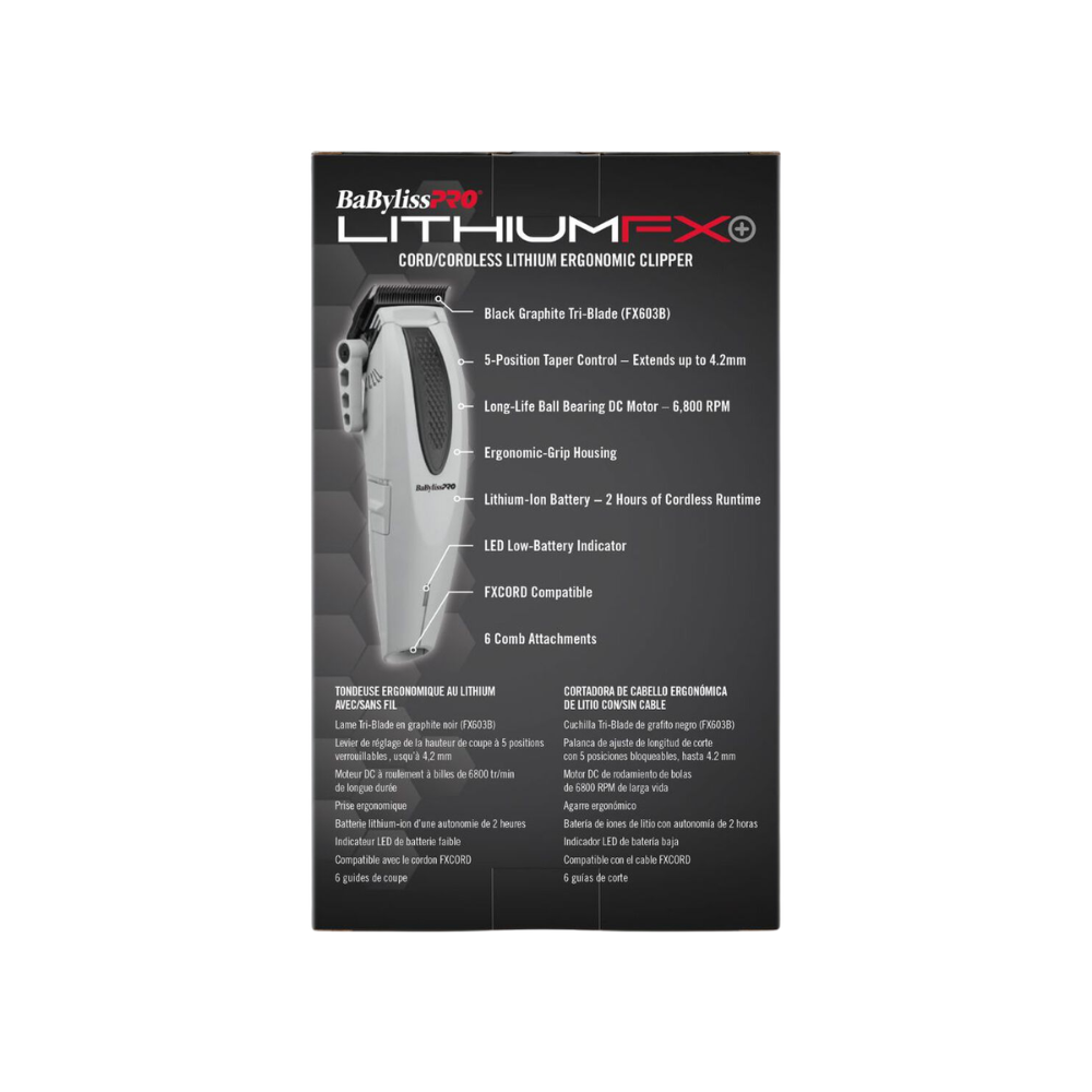 BabylissPRO LithiumFX+ Limited Edition Grey Lithium Clipper & FREE LithiumFX+ Double Foil Shaver | FX673NSGY, FXFS573GY