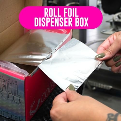 Colortrak Professional Highlighting Foil Roll, Integrated Blade on Box for Precision Length Cuts, Economical Roll Eliminates Waste, Silver, Roll Measu