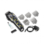 Hair clipper set with attachments on a white background