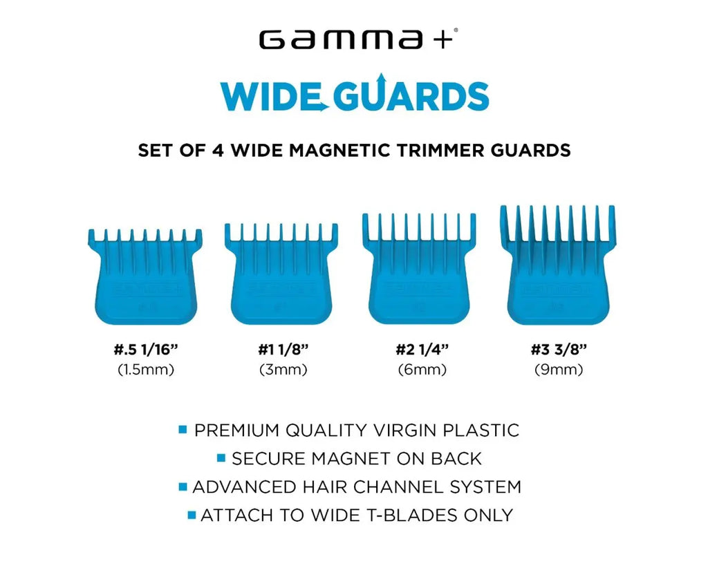 Gamma+ Professional Wide Magnetic Trimmer Blade Guards - Blue