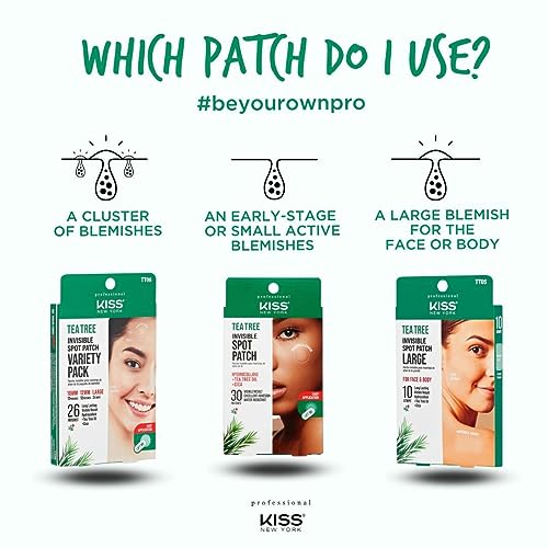 Kiss New York Hydrocolloid Acne Pimple Patch (Hydrocolloid  Tea Tree Oil  CICA) for Zits and Blemishes  Korean Skin Care Spot Treatment Stickers for F