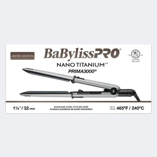 BaBylissPRO Limited Edition Nano Titanium Grey Collection 1.25” Prima3000 Styling Iron | BNT3000TGY