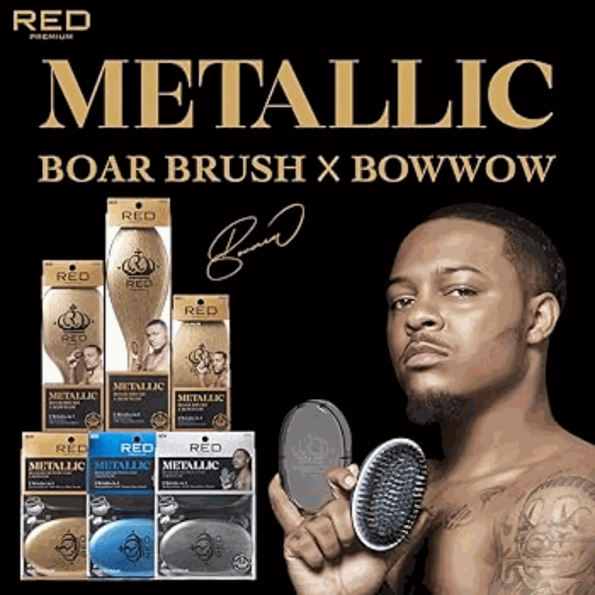 RED BY KISS METALLIC BOAR BRUSH X BOWWOW | BR09