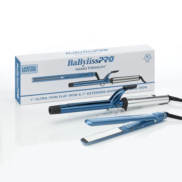 BABYLISSPRO NANO TITANIUM 1" CURLING IRON & ULTRA-THIN FLAT IRON PACK | BNTPP62UC