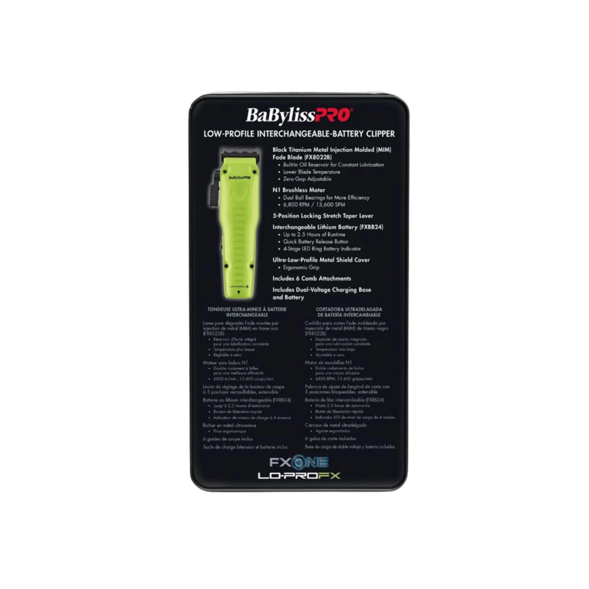 BaBylissPRO FXONE Lo-ProFX Limited Edition Neon Yellow Clipper | FX829NY