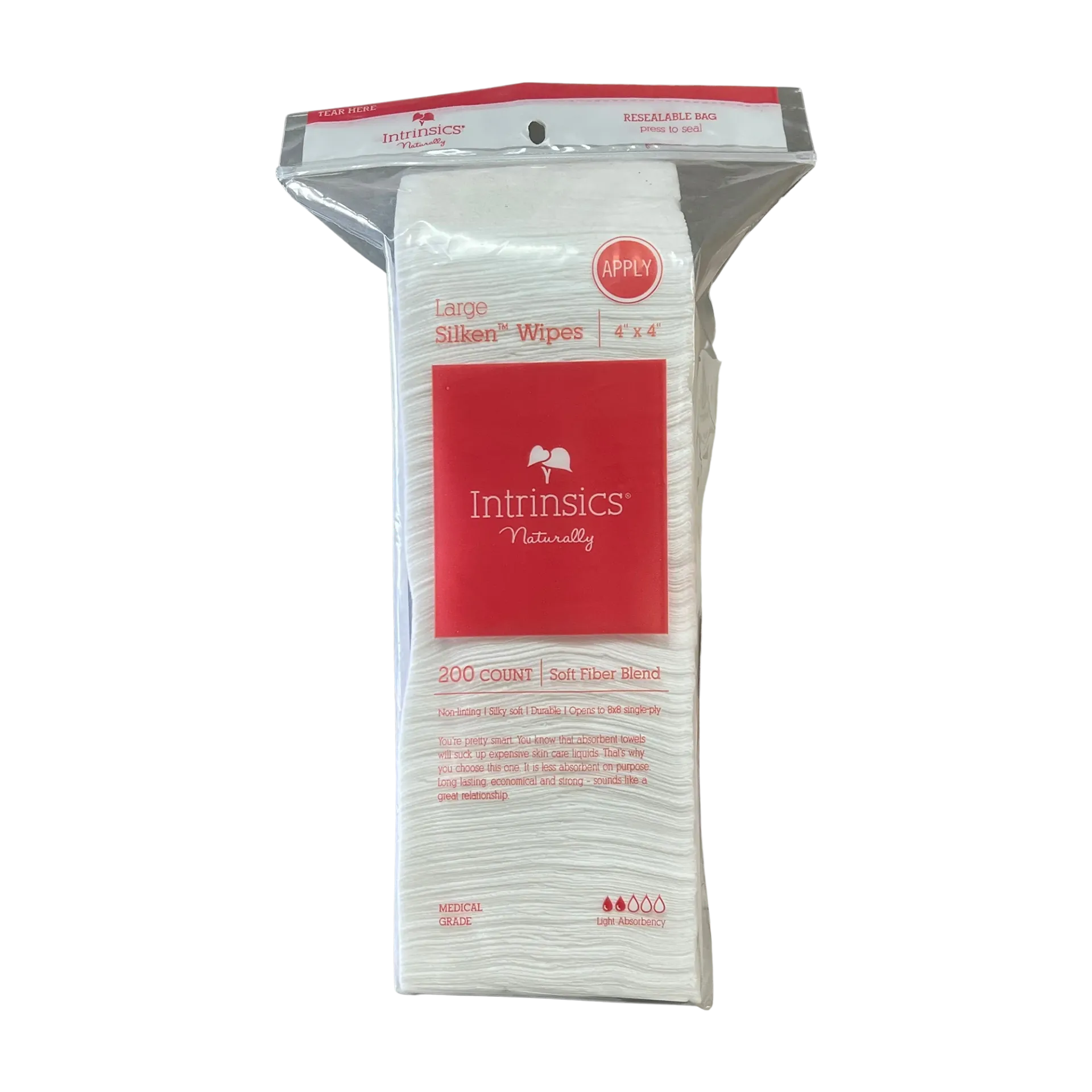 Intrinsics Large Silken Wipes- 4"X4" |200 Count | 407400
