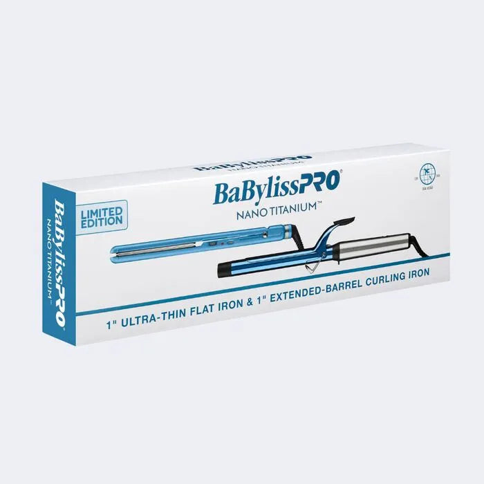 BABYLISSPRO NANO TITANIUM 1" CURLING IRON & ULTRA-THIN FLAT IRON PACK | BNTPP62UC