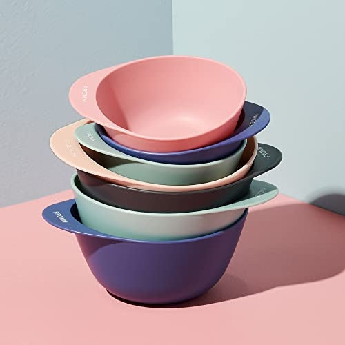 Fromm Color Studio Large Mixing Bowl for Hair Dye  Bleach  Coloring  and Treatments with Spill Proof Rubberized Base  16 Oz  Blue