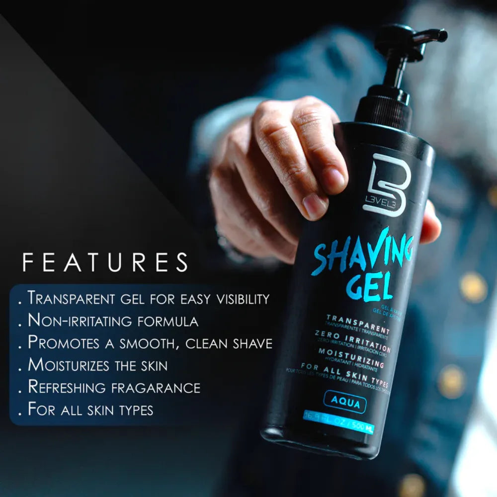LEVEL3 SHAVING GEL 33Z AQUA | L3-SHAV-AQUA-100