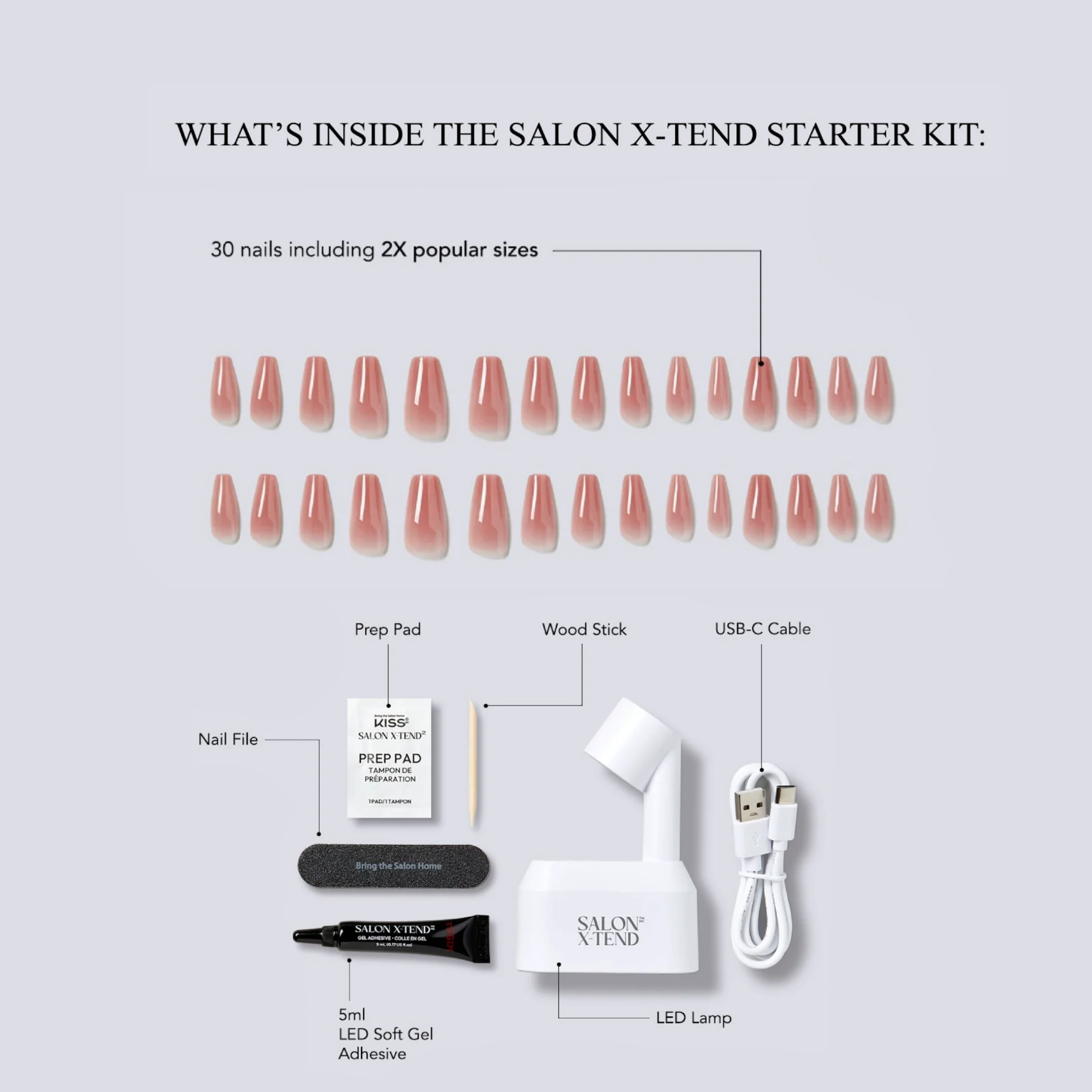 KISS SALON X-TEND LED SOFT GEL SYSTEM | STARTER KIT | SXK01