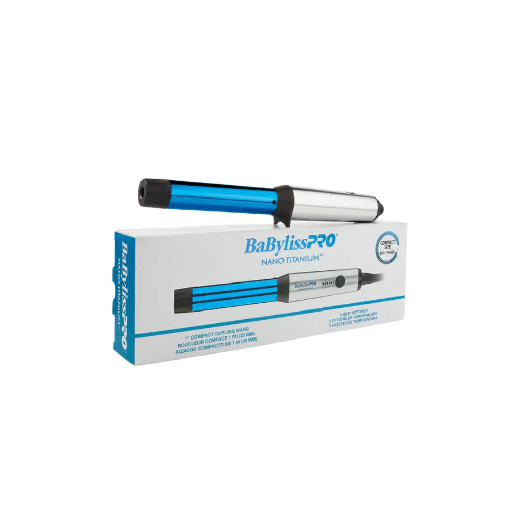 BABYLISSPRO NANO TITANIUM COMPACT TRAVEL CURLING WAND 1" | BNTMWUC