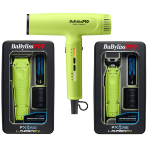 BabylissPRO Lo-PROFX Neon Yellow Collection Clipper, Trimmer & Dryer