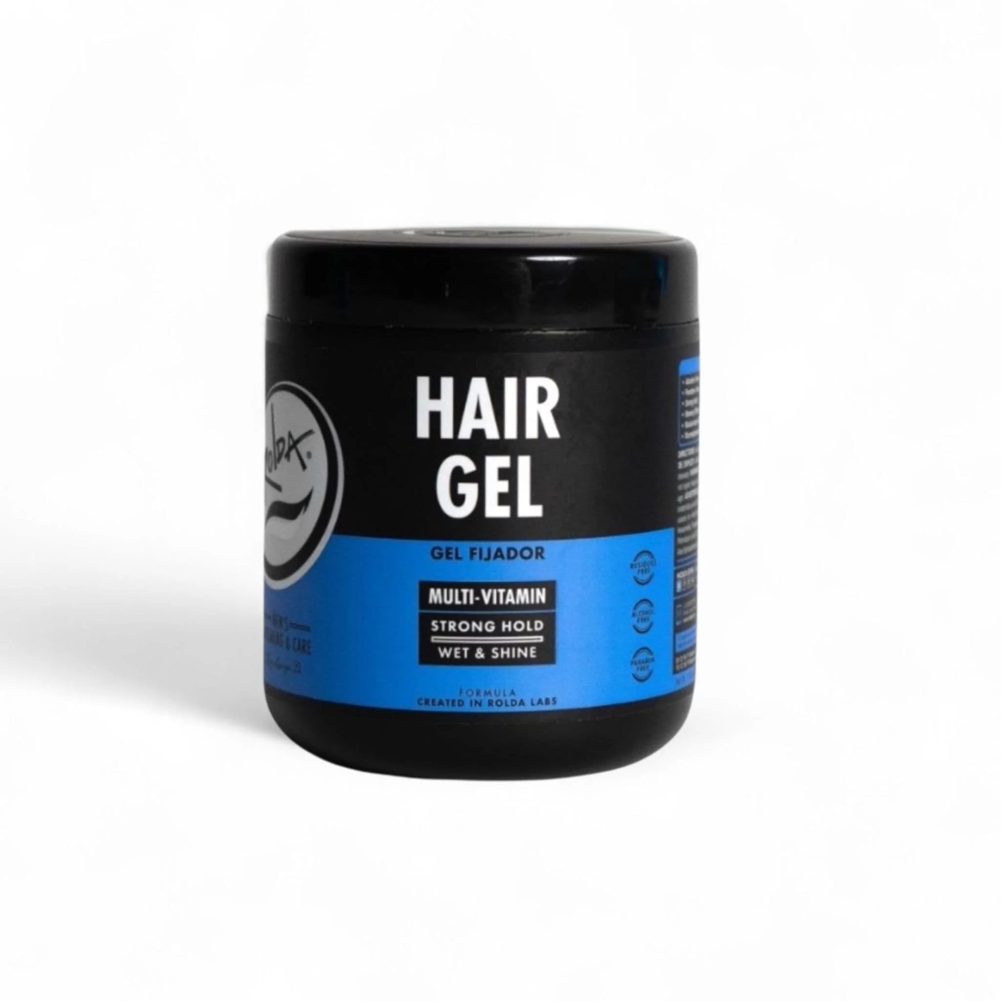 Rolda Multi-Vitamin Men's Hair Styling Gel | Vitamin E Capsules, Medium Hold, High Shine, Wet Look, Alcohol-free 17.6 oz.
