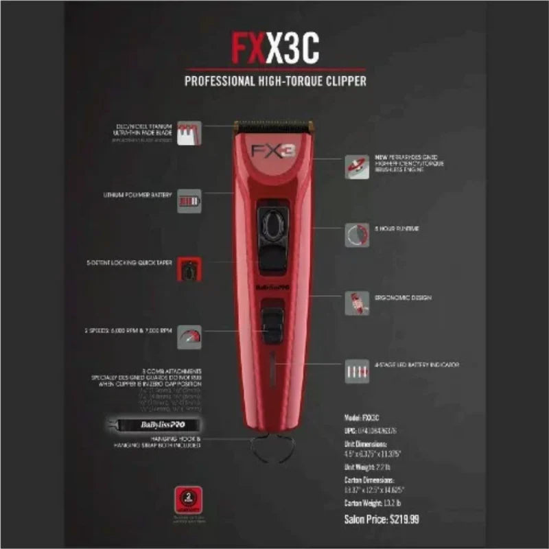 BabylissPRO FX3 Red Clipper - Ferrari Edition | FXX3C