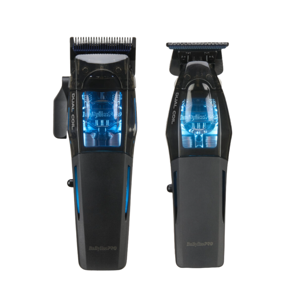 BabylissPRO Dual Coil machines with blue lights on a white background
