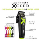 Gamma+ XCEED Collection Clipper, Trimmer & Shaver Combo + Gamma 3500 Dryer