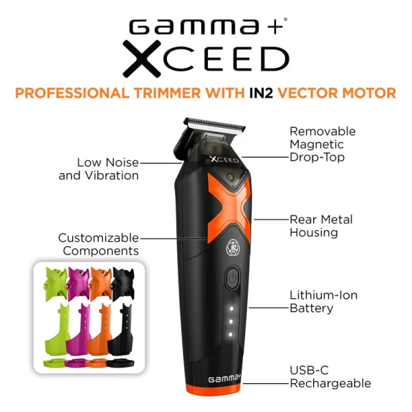 Gamma+ XCEED Collection Clipper, Trimmer & Shaver Combo + Gamma 3500 Dryer