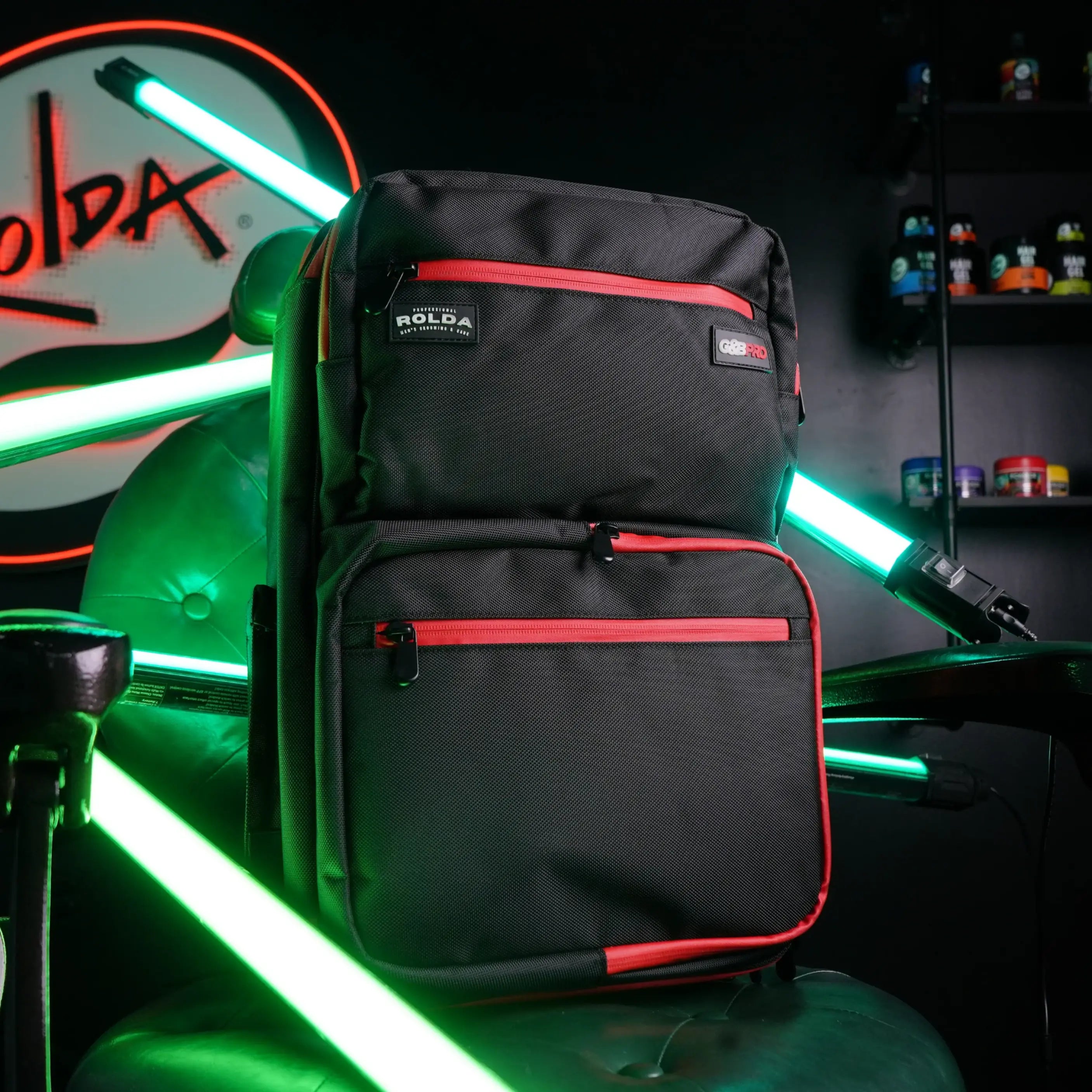 ROLDA-G&B PRO MOBILE STATION BARBER BACKPACK | FULL SIZE | BLACK-RED