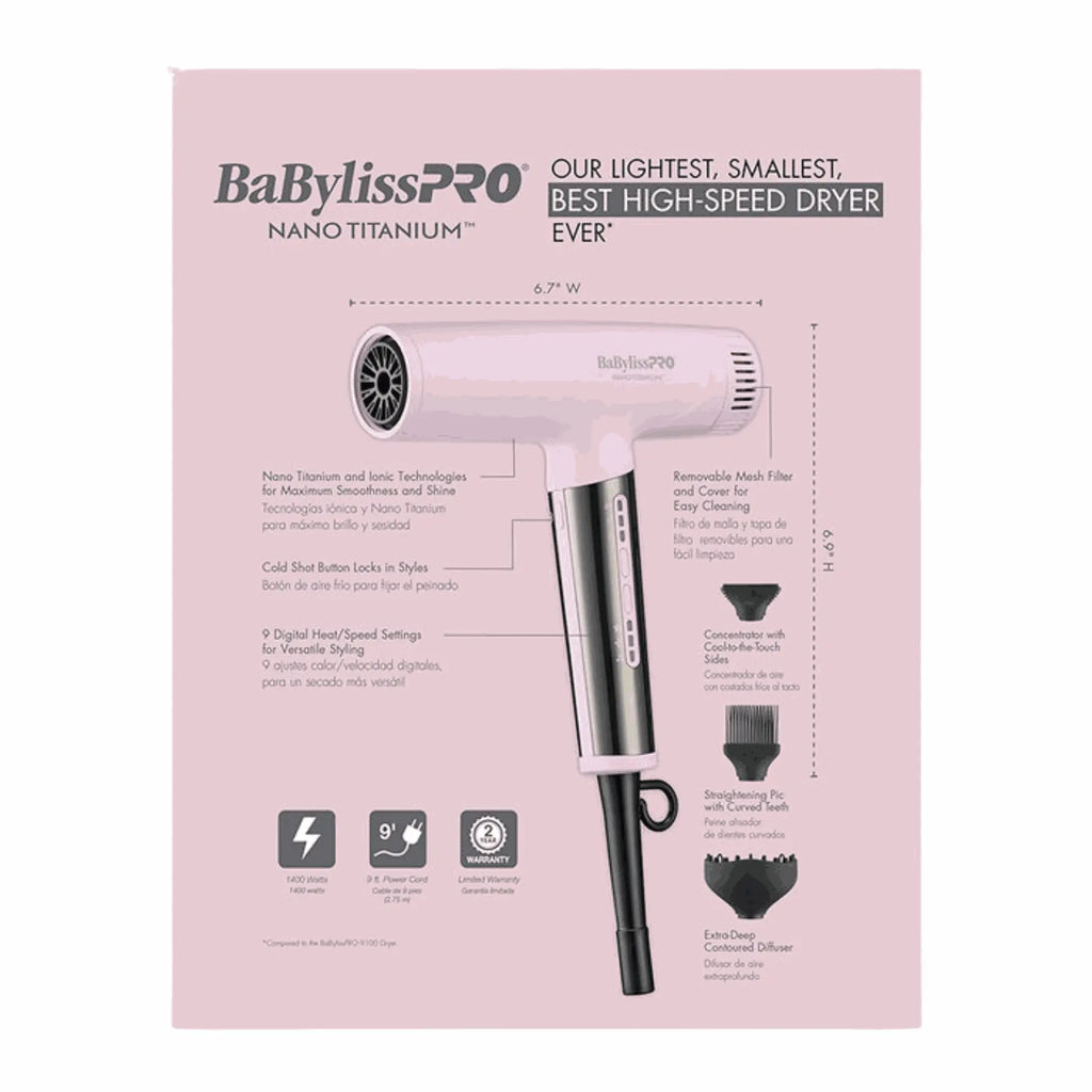 BABYLISSPRO NANO TITANIUM LIMITED EDITION NANO LIGHT IONIC DRYER | BNTC9200PK
