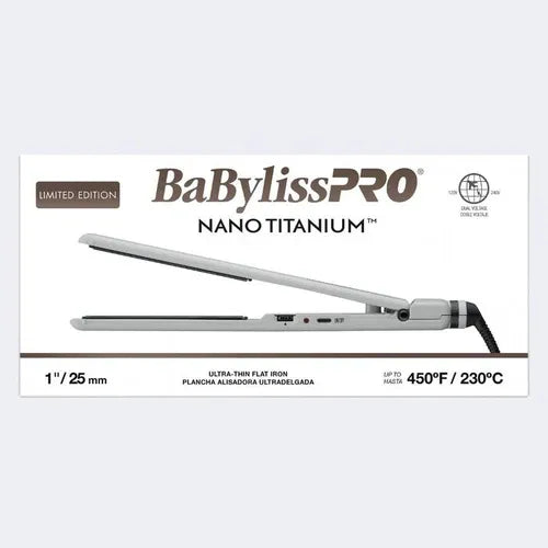BaBylissPRO Limited Edition Nano Titanium Grey Collection 1” Ultra-Thin Flat Iron | BNT4072TGY