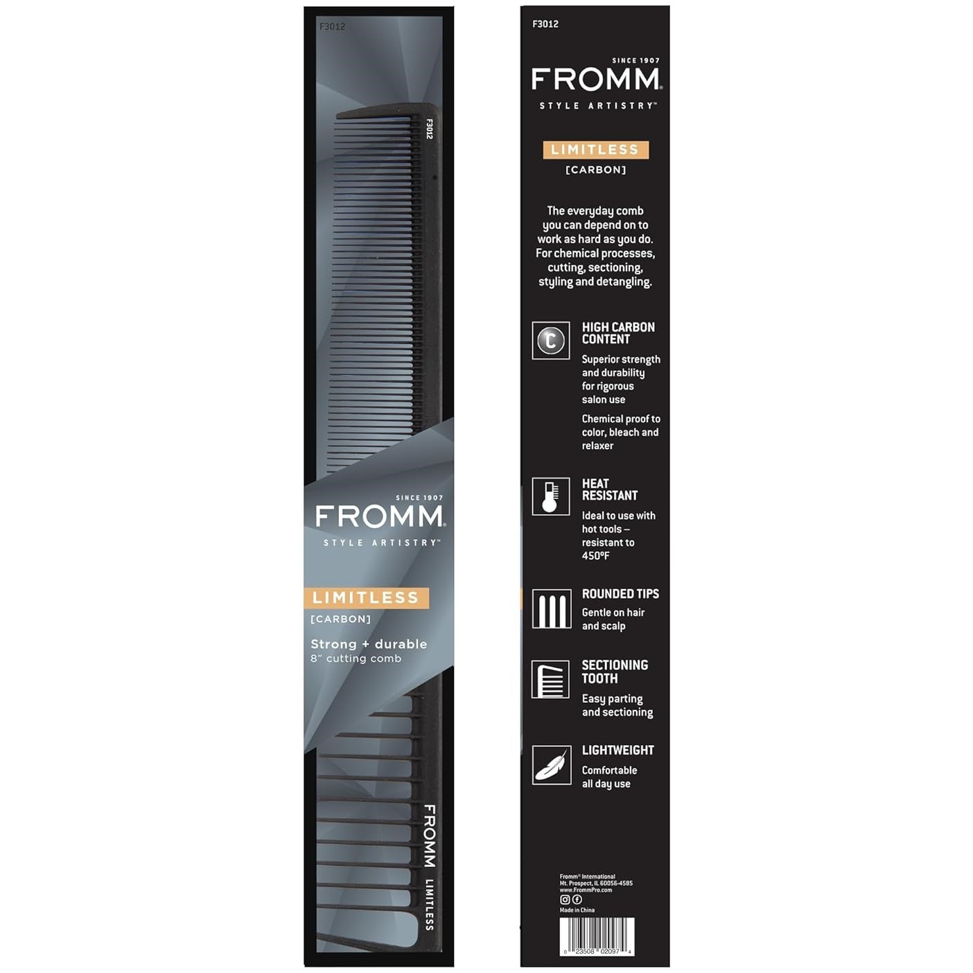 FROMM LIMITLESS CARBON CUTTING COMB 8&QUOT; | F3012
