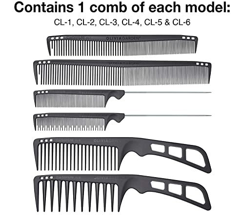 OLIVIA GARDEN CARBONLITE CARBON COMBS 6PK | 730-CLP1