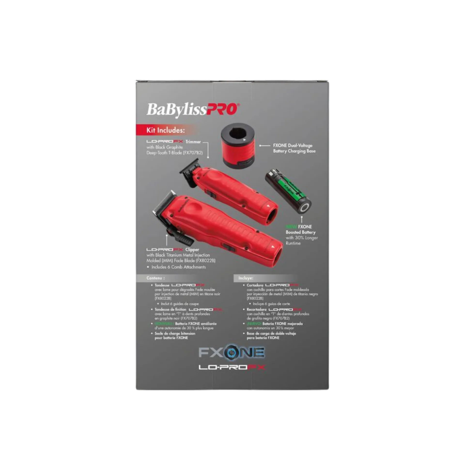 BaBylissPRO FXONE Lo-ProFX Limited Edition Matte Red Clipper-Trimmer & Boosted Battery | FX129MRPK
