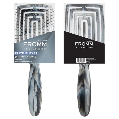 Fromm Professional Elite Flexer Ceramic X Ionic Wet & Dry Detangling Vent Brush | Gentle Hair Detangler & Massage Brush Smooths Frizz & Flyaways  Glid