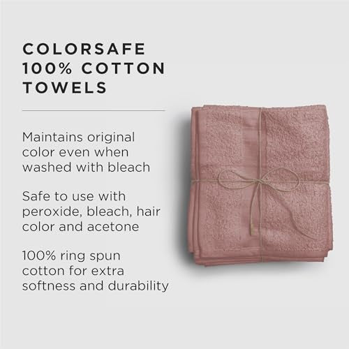 Fromm ColorSafe 100% Cotton Bleach Proof Salon Hair Towels for Hairstylists, Barbers, Spa, Gym in Terracotta, 16" by 29", 6 Count Absorbent Stain Resi