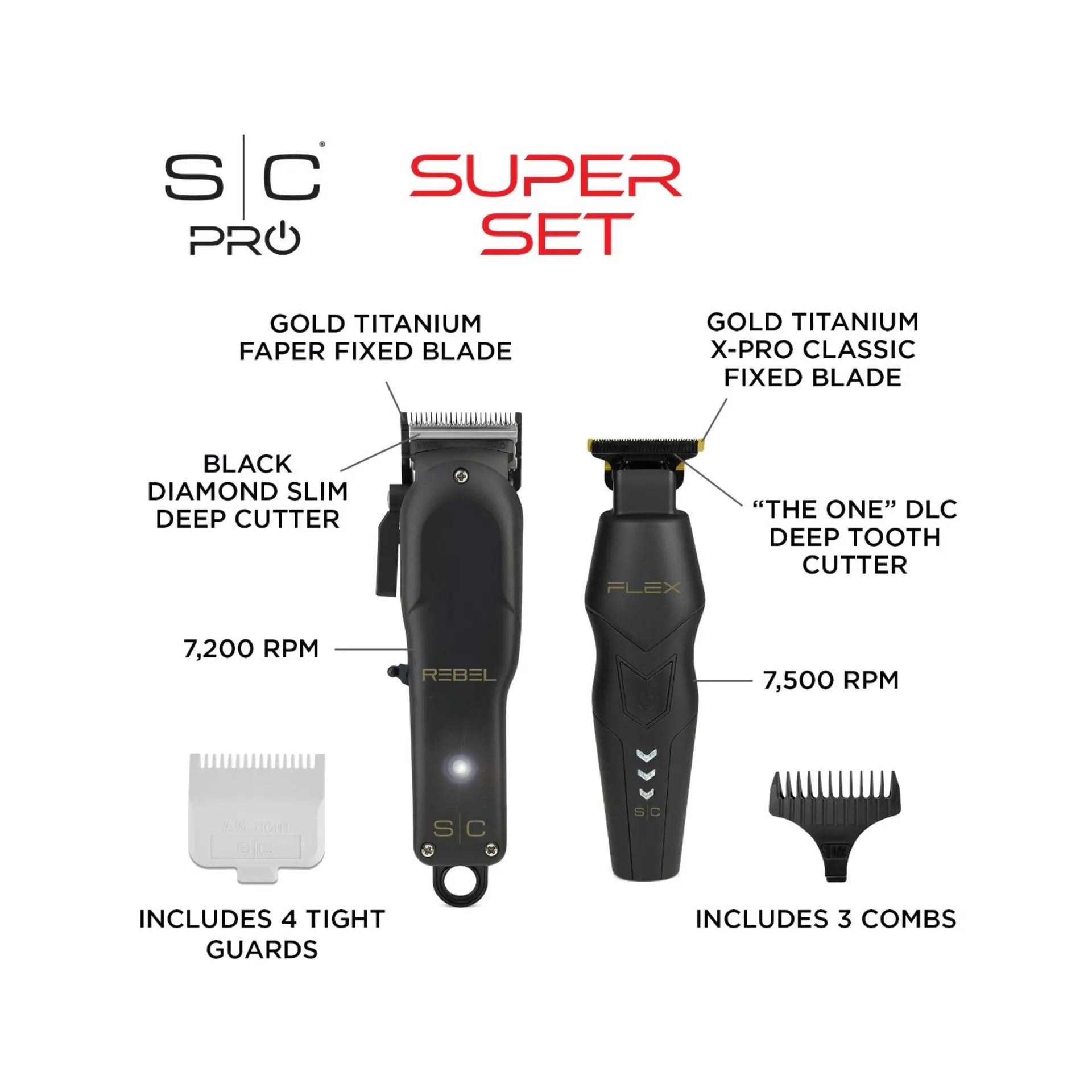 Stylecraft Super Set Rebel Cordless Hair Clipper & Flex Cordless Hair Trimmer Set | SC326B
