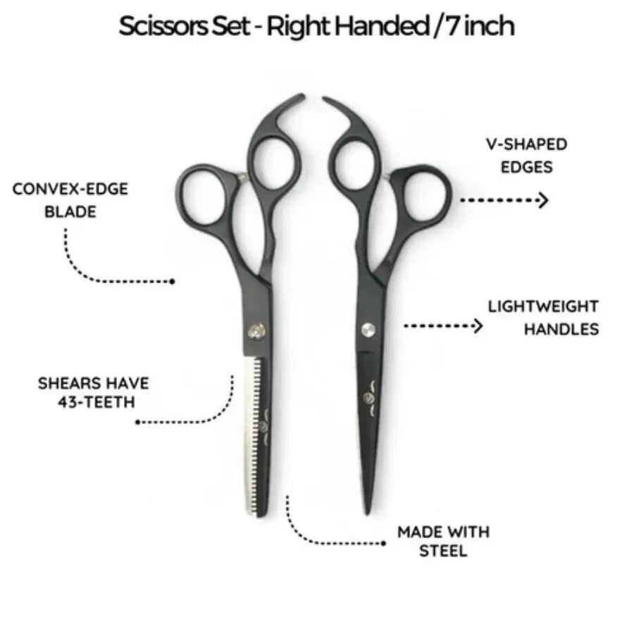 ROLDA SCISSOR & SHEAR SET 7 INCH BLACK