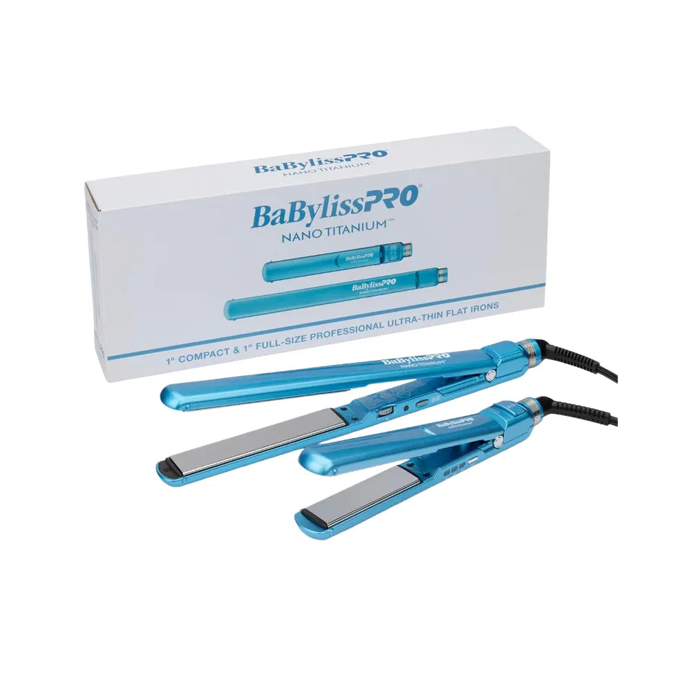 BaBylissPRO Nano Titanium 1" Compact & 1" Ultra-Thin Full SIze Flat Iron Value Set | BNTPP84