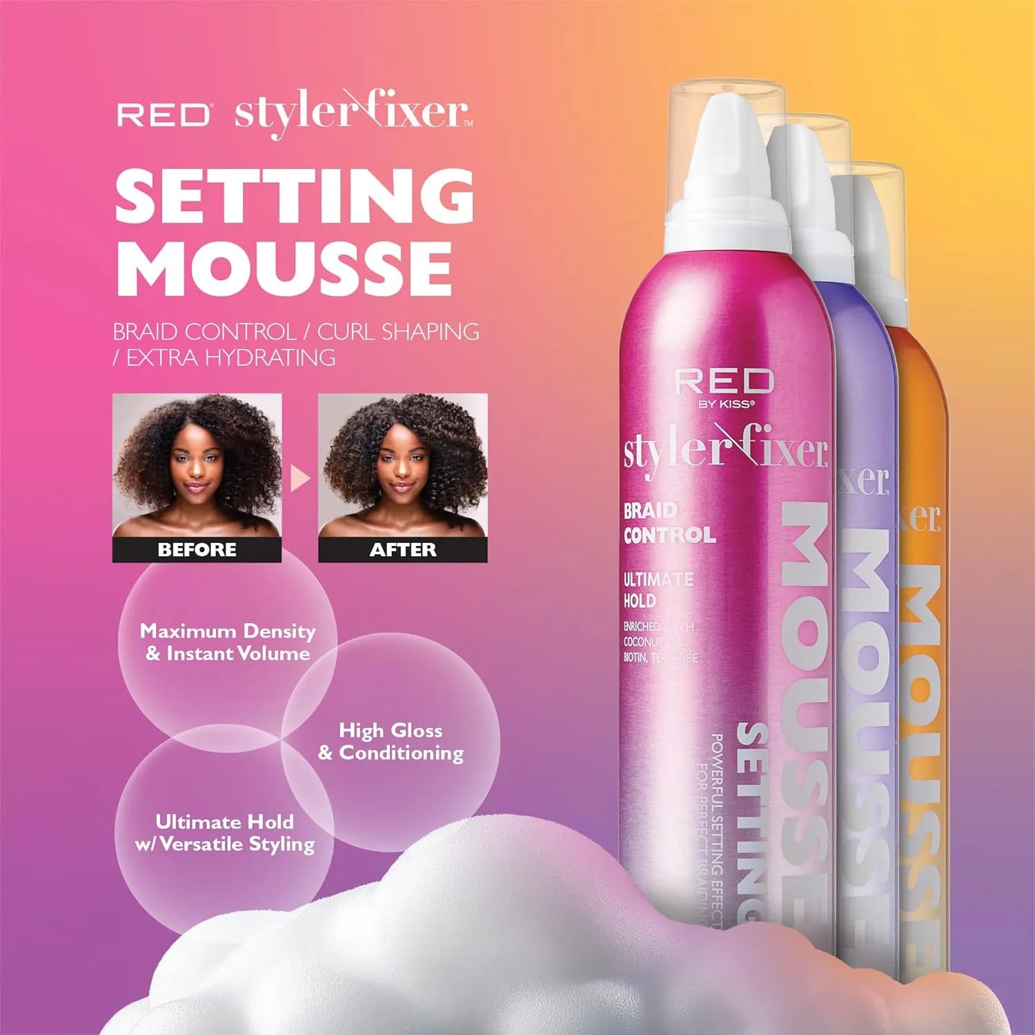 RED BY KISS STYLER FIXER SETTING MOUSSE BRAID CONTROL | STM06